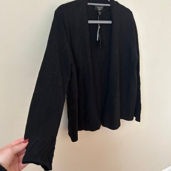 NWT Charter Club Luxury Black Cashmere Open Front Cardigan Women’s Size Large - Picture 5 of 7